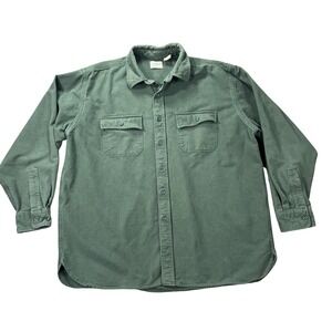 Vintage LLBean Mens XL Chamois Regular Fit Long Sleeve Button Down Shirt Green